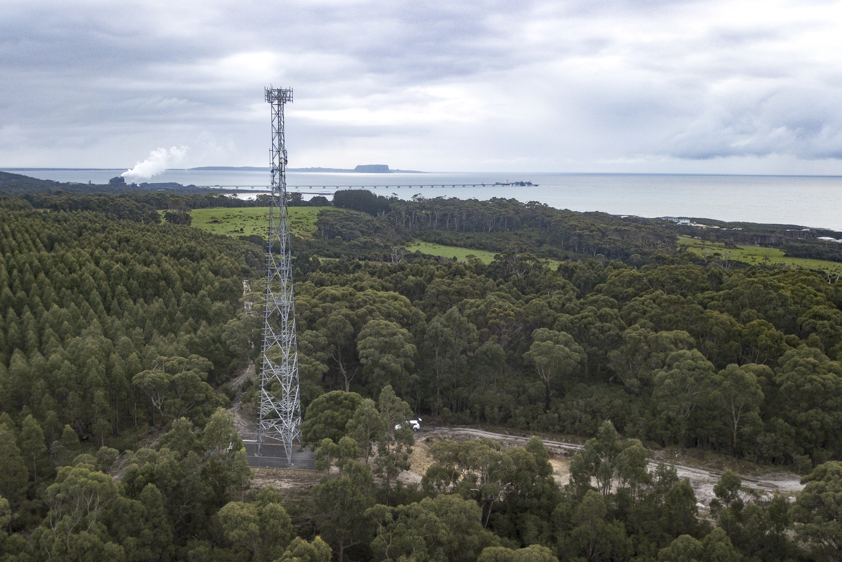 Telcommunications tower in countryside